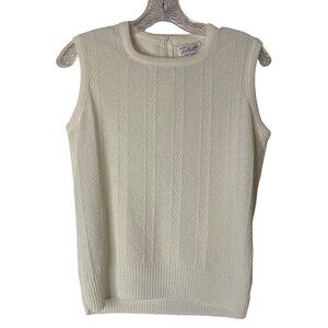 Vintage 60's Talbott Traveler Sleeveless Top Zip Back Ivory Dacron Polyester